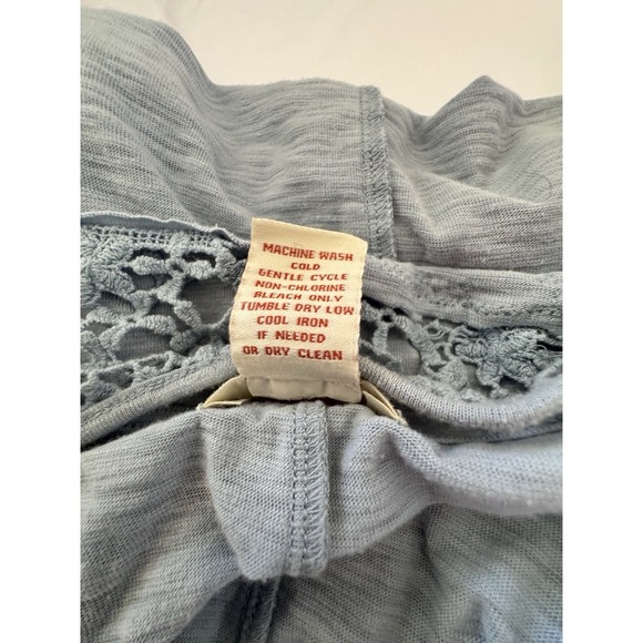 Sundance Light Blue Lace Knit Top Women's S Boho Preppy Long Sleeve Tee - Picture 6 of 9
